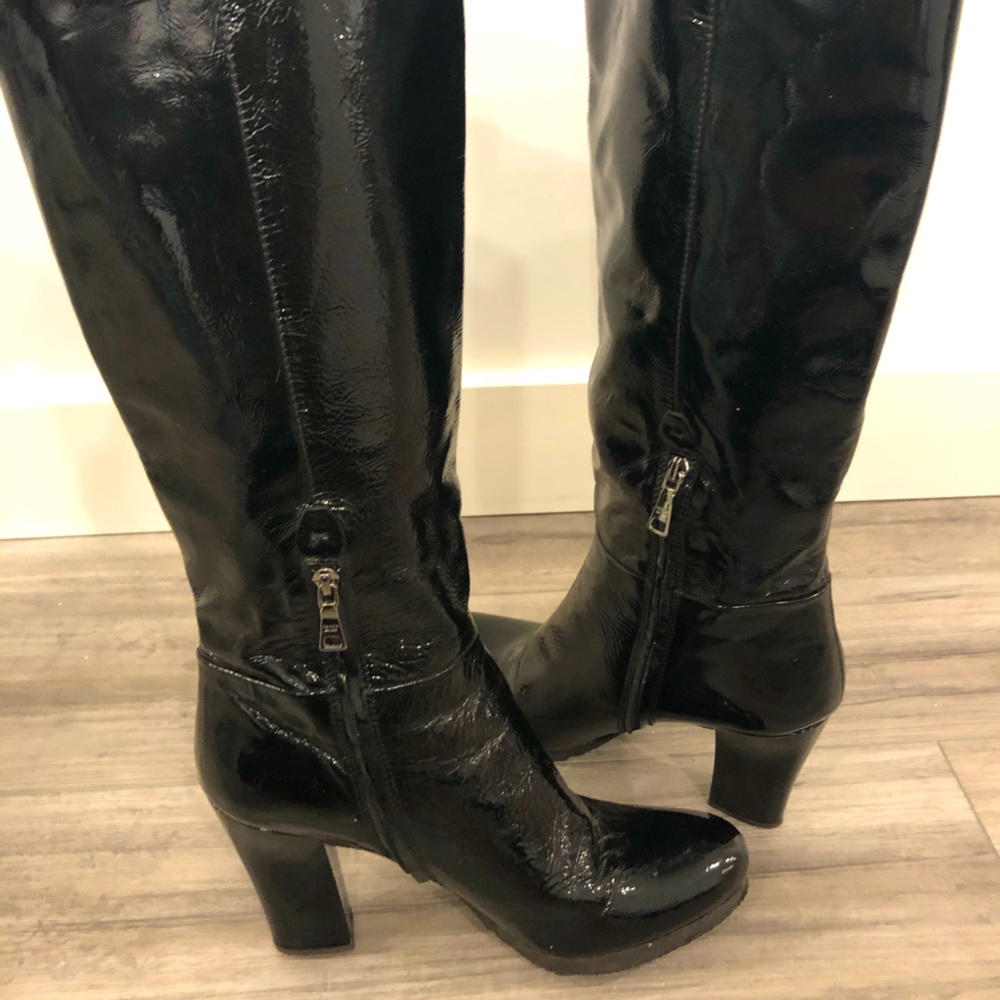 Prada patent leather heeled boots